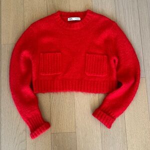 Zara Red Cropped Sweater